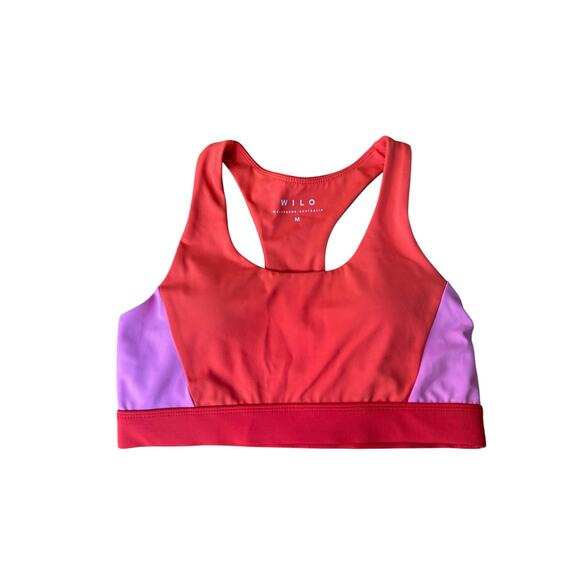 NEW Anthropologie Wilo Pink Orange Red 3 Tone Sports Racerback Sports Bra Medium - Picture 1 of 5
